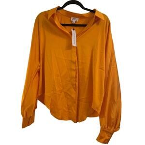 The Drop Mango Dolman Sleeve Tie-Front Top Large